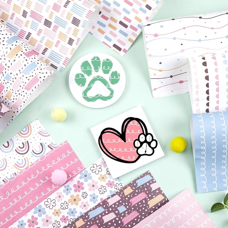 HTVSTD Polka Dot Sublimation Ink Transfer Sheets 12 Sheets 12'' x 10''Flower/Rainbow Pattern Sublimation Paper Transfer Sheets for Mugs Tumblers DIY Transfer Paper - Image 4